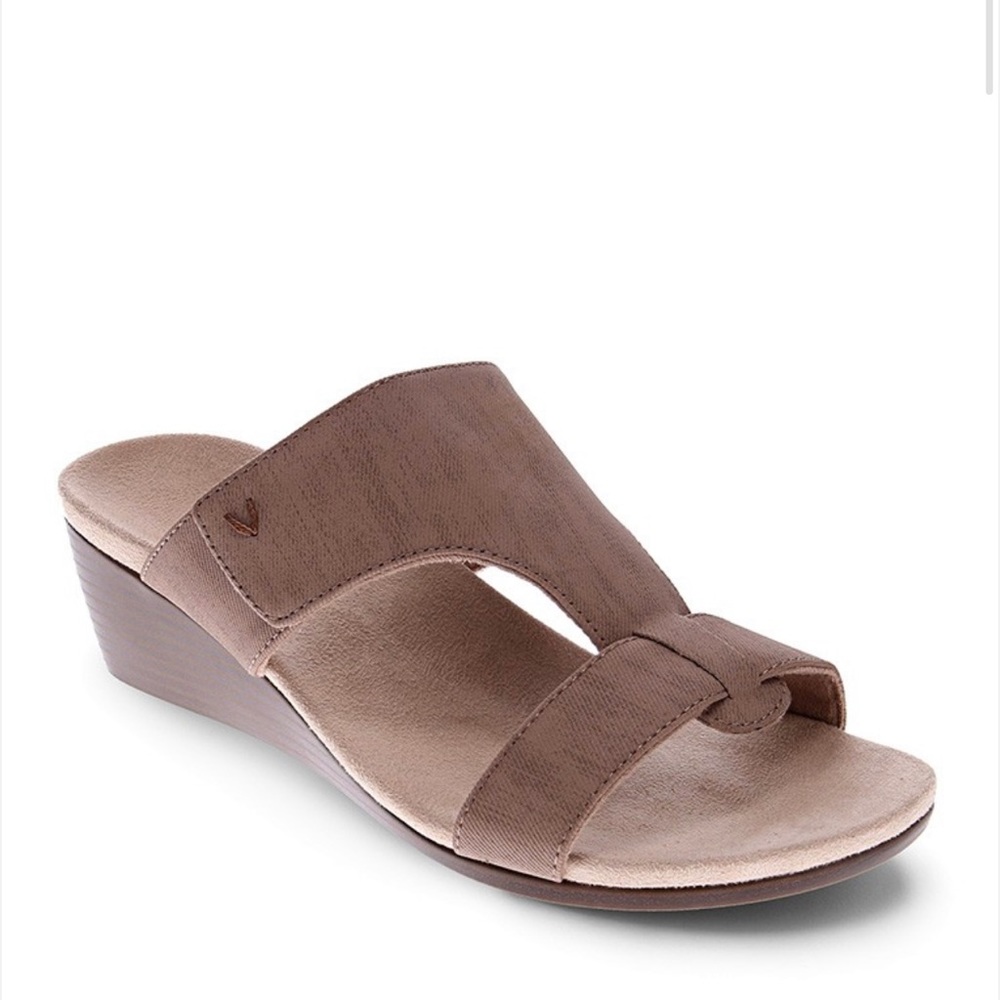 Vionic Regina Wedge Sandal Size 5 Beige Taupe
